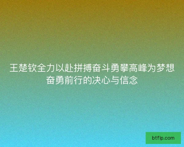 王楚钦全力以赴拼搏奋斗勇攀高峰为梦想奋勇前行的决心与信念