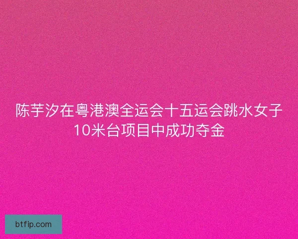 陈芋汐在粤港澳全运会十五运会跳水女子10米台项目中成功夺金