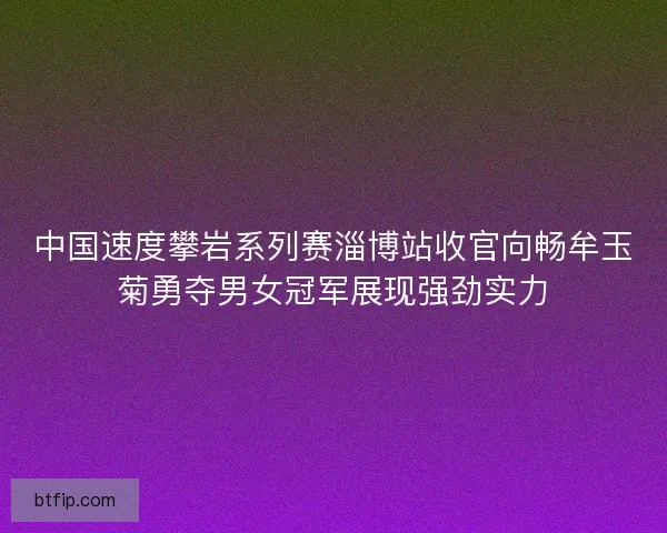 中国速度攀岩系列赛淄博站收官向畅牟玉菊勇夺男女冠军展现强劲实力